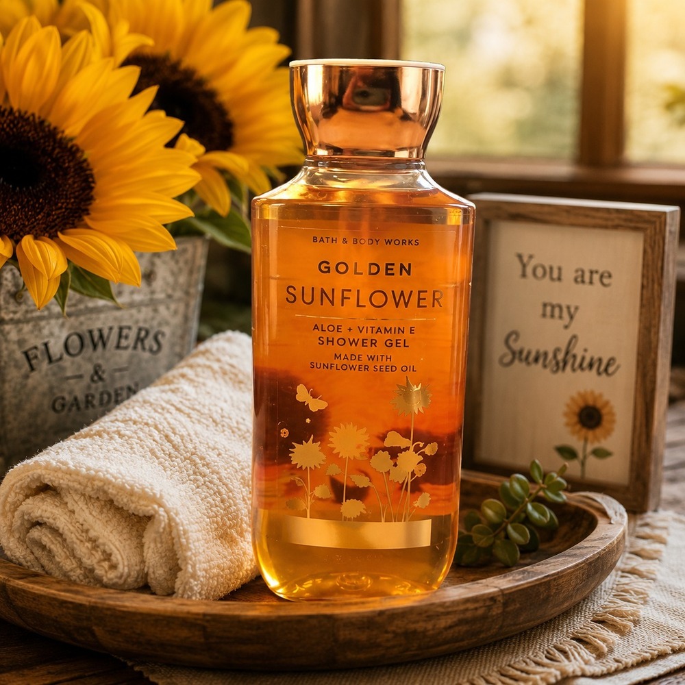Bath & Body Works Golden Sunflower Shower Gel 10 oz Aloe Vitamin E Sunflower Oil